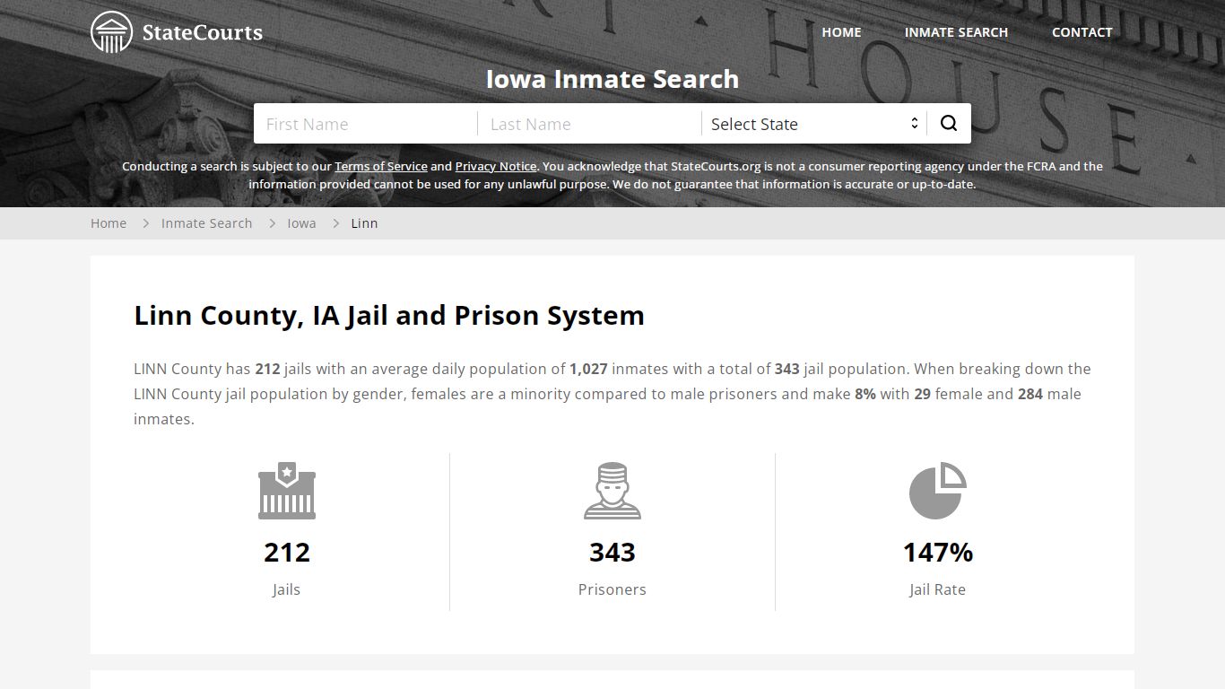 Linn County, IA Inmate Search - StateCourts